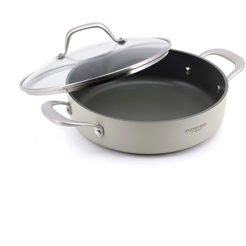 Fleischer & Wolf White Pots and Pans Sets, Nonstick Cookware Set 9pcs